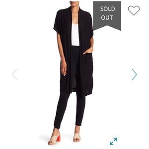 Roffe Satin Tie Knit kimono duster cardigan